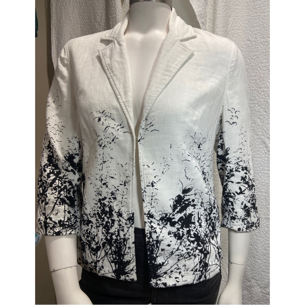 Coldwater Creek Black & White Abstract Print Blazer‎ Jacket - Women's XS - Picture 3 of 9
